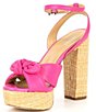 Color:Cerise - Image 4 - Sadie Leather Bow Platform Sandals