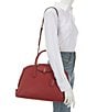 Michael Kors Sandra Gold Metal Large Satchel Bag, Color:Deep Red - Image 4