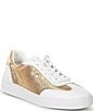 Color:Gold - Image 1 - Scotty Lace Up Metallic Leather Sneakers