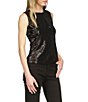Michael Kors Sequin Crew Neck Sleeveless Tank Top, Color:Black - Image 1