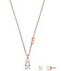 Color:Rose Gold - Image 1 - Short Pendant Necklace & Stud Earring Set