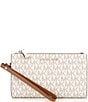 Michael Kors Signature Logo Jet Set Double Zip Wristlet, Color:Vanilla - Image 1