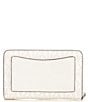 Michael Kors Signature Logo Jet Set Small Silver Tone Zip Around Card Case, Color:Allum - Image 2