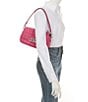 Color:Cerise - Image 4 - Silver Hardware Parker Medium Convertible Pouchette Shoulder Bag