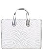 Color:Silver Multi - Image 2 - Silver Metallic Gigi Zebra Print Large Grab Tote Bag