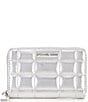 Color:Silver - Image 1 - Silver Metallic Quilted Jet Set Small Zip Around Card Case