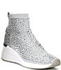 Color:Silver - Image 1 - Skyler Stretch Knit Chunky Glitter Rhinestone Booties
