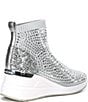Color:Silver - Image 2 - Skyler Stretch Knit Chunky Glitter Rhinestone Booties