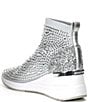 Color:Silver - Image 3 - Skyler Stretch Knit Chunky Glitter Rhinestone Booties
