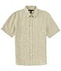 Color:Light Sage - Image 1 - Slim Fit Linen Short Sleeve Woven Shirt