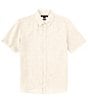 Color:Khaki - Image 1 - Slim Fit Linen Short Sleeve Woven Shirt