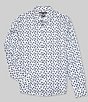 Color:White - Image 1 - Slim-Fit Performance Stretch Tossed Floral Print Long Sleeve Woven Shirt