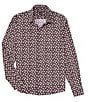 Color:Cordovan - Image 1 - Slim-Fit Performance Stretch Tossed Floral Print Long Sleeve Woven Shirt