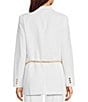 Color:White - Image 2 - Stretch Cotton Woven Peak Lapel Long Sleeve Chain Belted Button Front Blazer