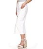 Color:Optic White - Image 3 - Stretch Denim Button Front Maxi Skirt