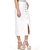 Color:Optic White - Image 4 - Stretch Denim Button Front Maxi Skirt