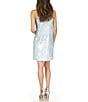 Color:Chambray - Image 2 - Stretch Metallic Sequin Chain Halter Neck Sleeveless Mini Dress