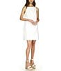 Color:White - Image 3 - Stretch Square Neckline Sleeveless Shift Dress
