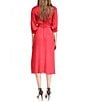 Color:Crimson - Image 2 - MICHAEL Michael Kors Subtle Cheetah Print 3/4 Sleeve Surplice V-Neck Wrapped Midi Dress