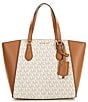 Michael Kors Taryn Small Signature Logo and Leather Convertible Crossbody Bag, Color:Vanilla Acorn - Image 1