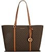 Michael Kors Temple Large Contrast Trim Tote Bag, Color:Brown Acorn - Image 1