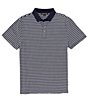 Color:Midnight - Image 1 - Textured Stripe Short Sleeve Polo Shirt