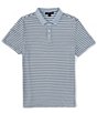 Color:Pastel Blue - Image 1 - Textured Stripe Short Sleeve Polo Shirt