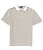 Color:White - Image 1 - Textured Stripe Short Sleeve Polo Shirt