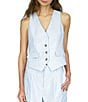 Color:Pastel Blue - Image 1 - V Neckline Sleeveless Button Front Coordinating Vest