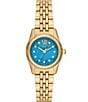 Color:Gold - Image 1 - Women's Blue Dial Lexington Three-Hand Gold Tone Stainless Steel Bracelet Watch