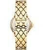 Color:Gold - Image 3 - Women's Camille Crystal Pav Three-Hand Gold-Tone Stainless Steel Bracelet Watch