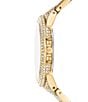 Color:Gold - Image 2 - Women's Camille Crystal Three-Hand Pave Gold-Tone Stainless Steel Quilted Bracelet Watch