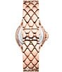 Color:Rose Gold - Image 3 - Women's Camille Three-Hand Pave Rose Gold Tone Stainless Steel Crystal Quilted Bracelet Watch