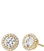 Color:Gold - Image 1 - Custom Kors Collection Sterling Silver 14K Gold-Plated Pave Halo Stud Earrings