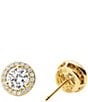 Color:Gold - Image 2 - Custom Kors Collection Sterling Silver 14K Gold-Plated Pave Halo Stud Earrings