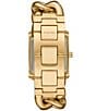 Color:Gold - Image 3 - Women's Emery Three-Hand Gold-Tone Pave Curb Chain Bracelet Watch
