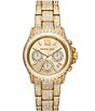 Color:Gold - Image 1 - Women's Everest Pave Chronograph Gold Stainless Steel Bracelet Watch