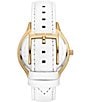 Color:White - Image 3 - Women's Gold Slim Runway Three Hand White Leather Strap Watch