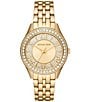 Color:Gold - Image 1 - Women's Harlowe Three-Hand Analog Gold-Tone Stainless Steel Bracelet Watch
