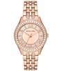 Color:Rose Gold - Image 1 - Women's Harlowe Three-Hand Analog Rose Gold-Tone Stainless Steel Bracelet Watch