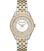 Color:Two Tone - Image 1 - Women's Harlowe Two Tone Stainless Steel Crystal Bracelet Watch