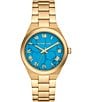 Color:Gold - Image 1 - Women's Lennox Three Hand Gold Stainless Steel Bracelet Watch