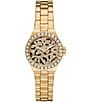 Color:Gold - Image 1 - Women's Lennox Three-Hand Gold-Tone Leopard Print Stainless Steel Bracelet Watch