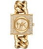 Color:Gold - Image 1 - Women's MK Chain Lock Three-Hand Stainless Steel Bracelet Watch