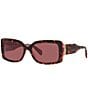 Color:Dark Tortoise - Image 1 - Women's Mk2165 56mm Dark Tortoise Rectangle Sunglasses
