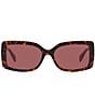 Color:Dark Tortoise - Image 2 - Women's Mk2165 56mm Dark Tortoise Rectangle Sunglasses