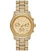 Color:Gold - Image 1 - Women's Runway Chronograph Pave Gold Tone Stainless Steel Bracelet Watch