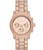 Color:Rose Gold - Image 1 - Women's Runway Chronograph Rose Gold-Tone Diamond Stainless Steel Bracelet Watch