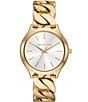 Color:Gold - Image 1 - Women's Runway Three Hand Gold-Tone Stainless Steel Bracelet Watch