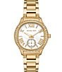 Color:Gold - Image 1 - Women's Sage Crystal Embellished Three-Hand Gold-Tone Stainless Steel Bracelet Watch